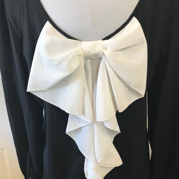 Cable & Gauge Dresses Cable Gauge Black Sheath Dress White Bow Back